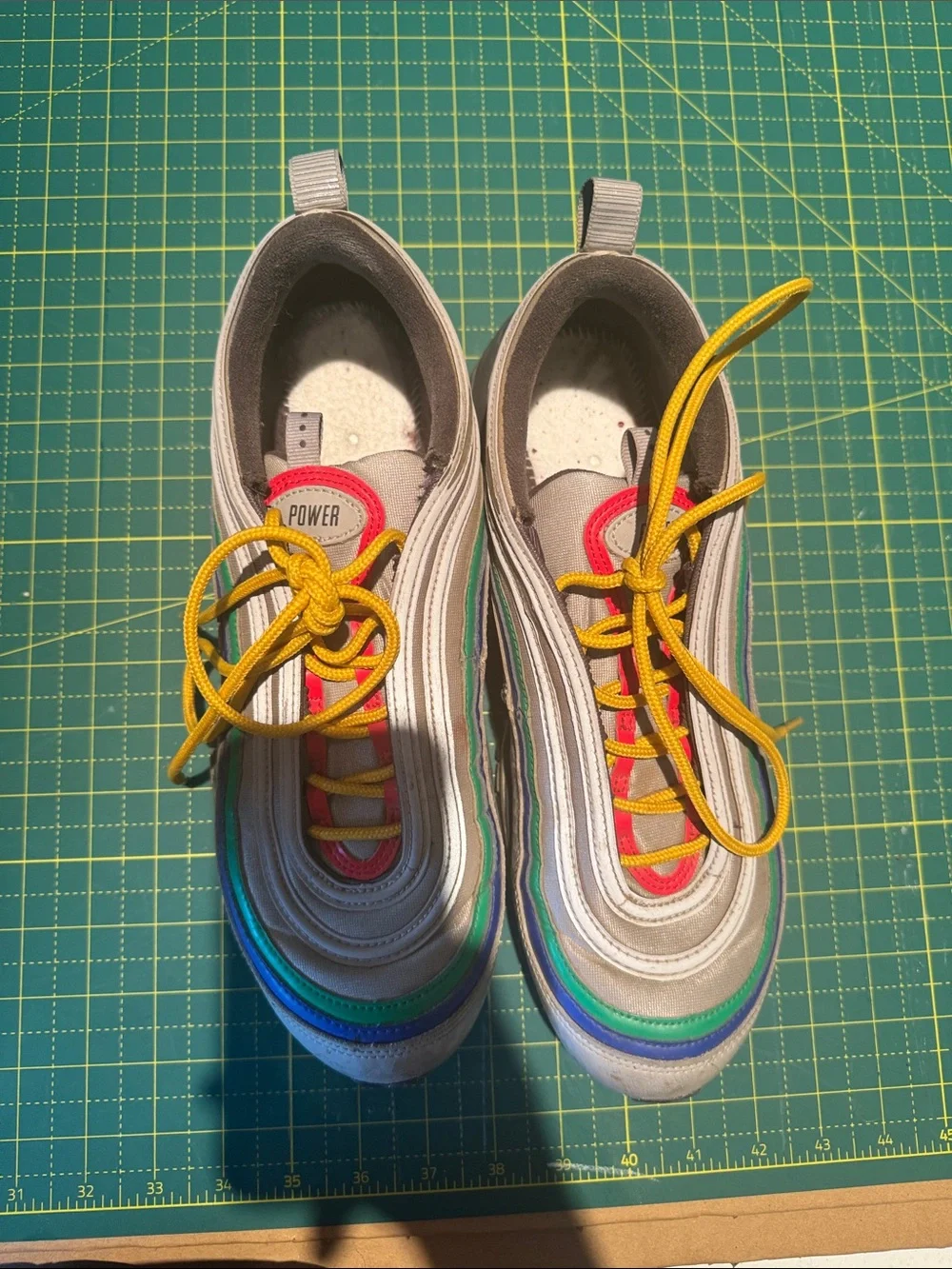 Nike Multicolor Air Max with Yellow Laces and Red Swoosh